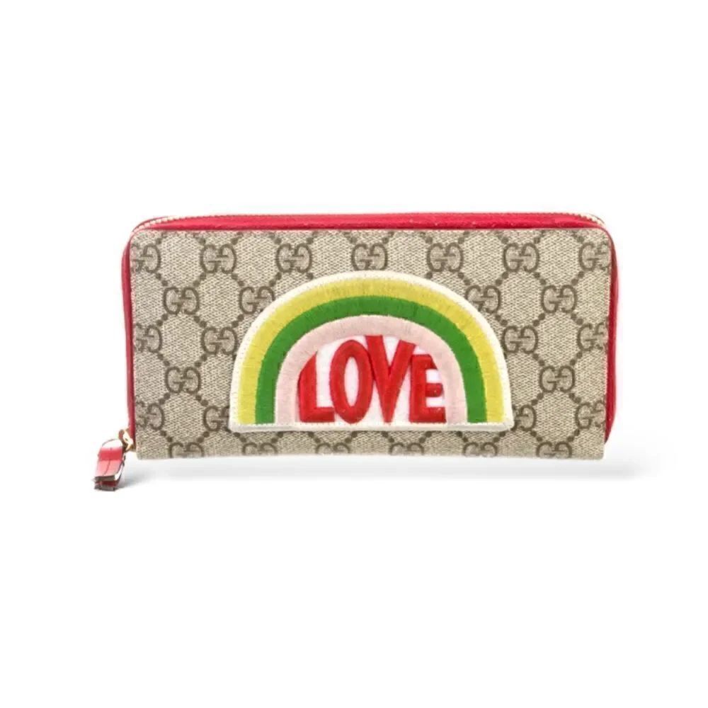 GUCCI 2017 Rainbow Soft GG Supreme Zip Around Wallet